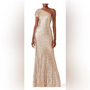 Rose gold Badgley Mischa long sequin dress